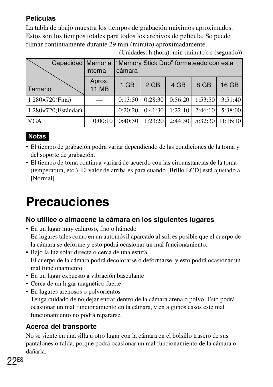 Precauciones | Sony DSC-TX1 User Manual | Page 96 / 483
