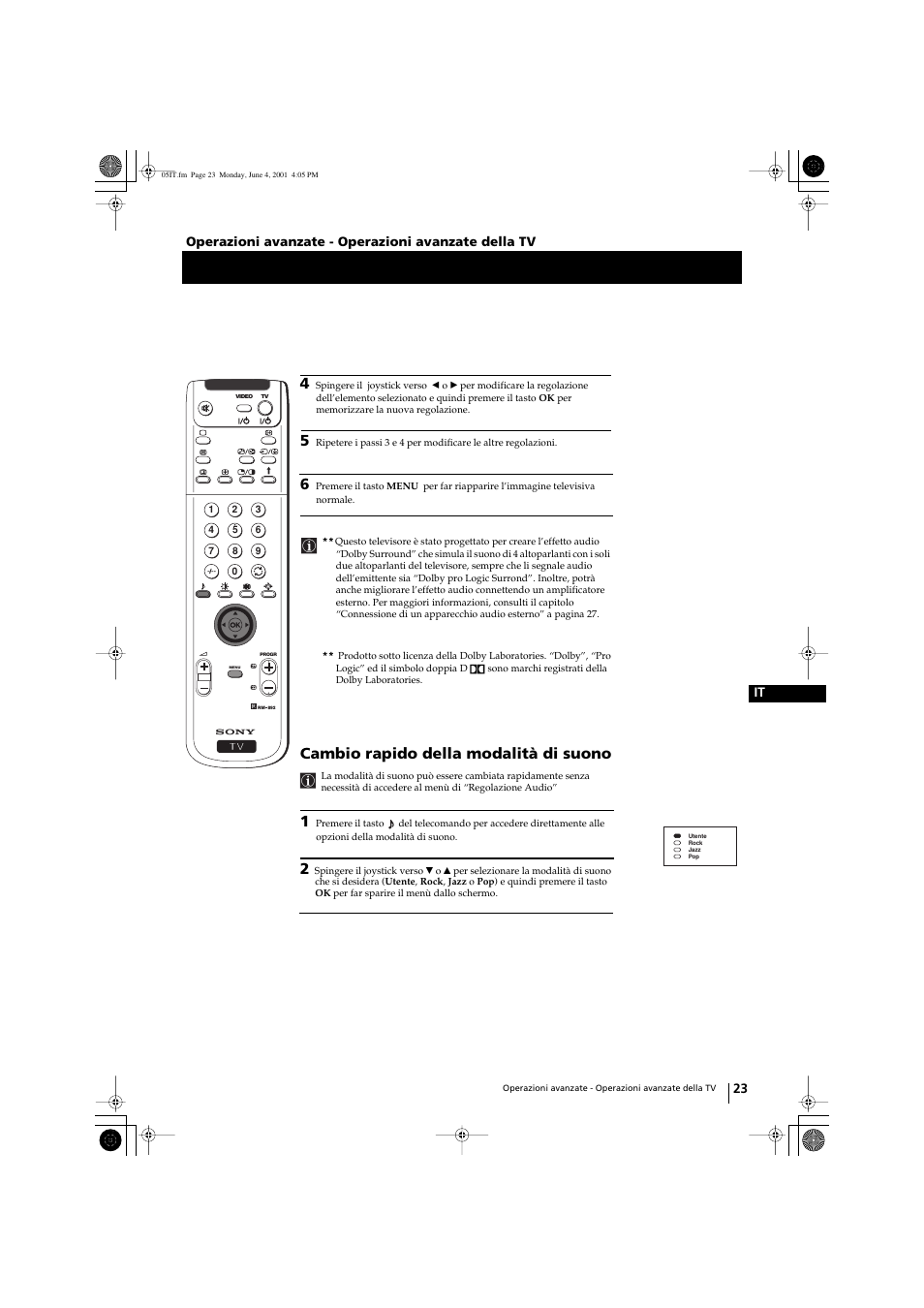 Cambio rapido della modalità di suono | Sony KP-41PX1 User Manual | Page 150 / 224