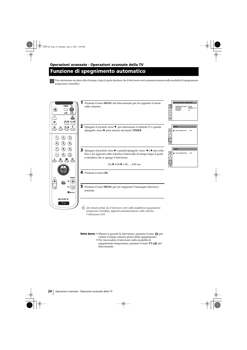 Funzione di spegnimento automatico | Sony KP-41PX1 User Manual | Page 151 / 224