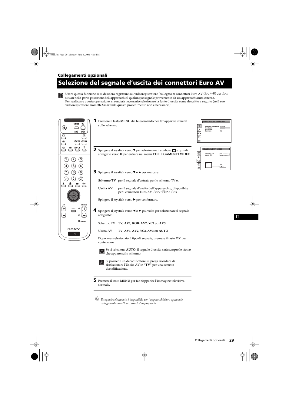 29 it, Collegamenti opzionali | Sony KP-41PX1 User Manual | Page 156 / 224