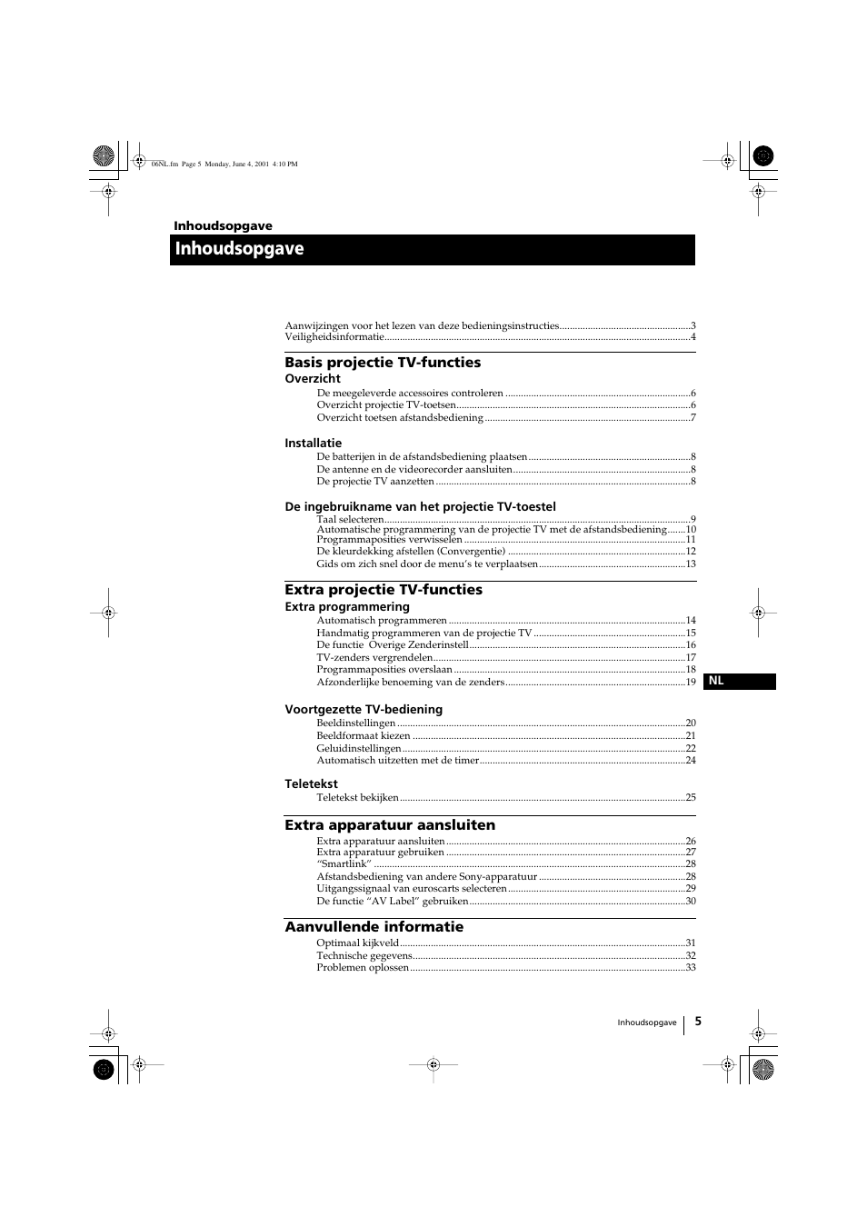 Inhoudsopgave | Sony KP-41PX1 User Manual | Page 164 / 224