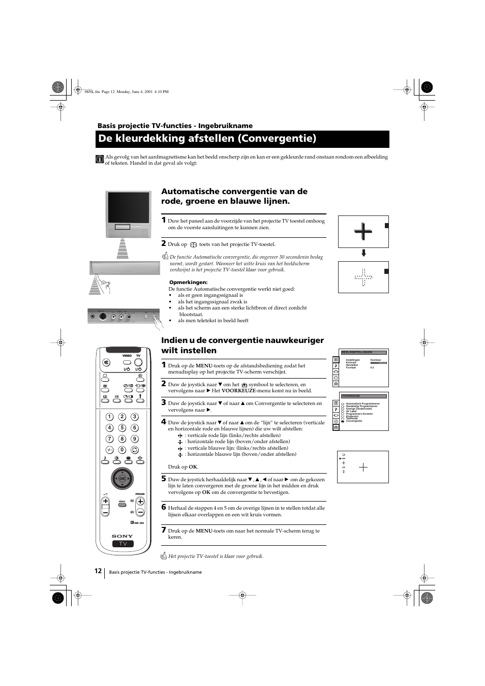 De kleurdekking afstellen (convergentie) | Sony KP-41PX1 User Manual | Page 171 / 224