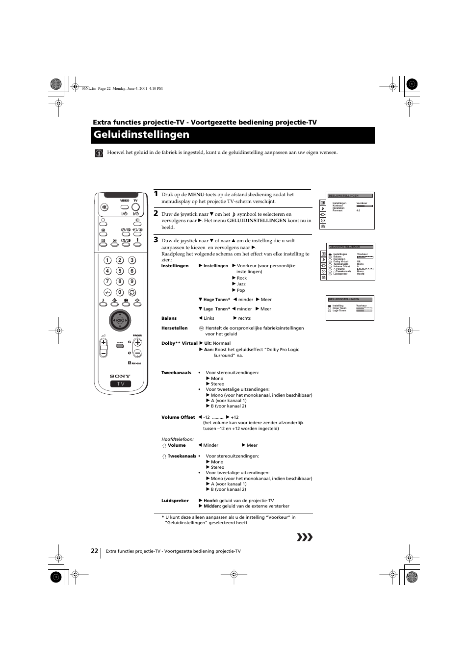 Geluidinstellingen | Sony KP-41PX1 User Manual | Page 181 / 224