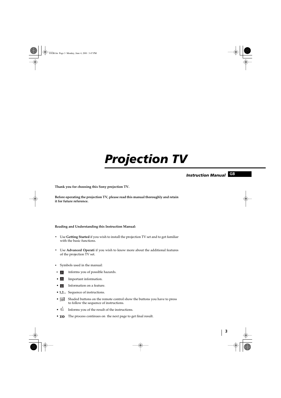 Projection tv | Sony KP-41PX1 User Manual | Page 2 / 224