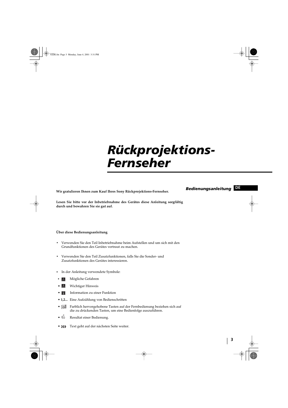 Rückprojektions- fernseher | Sony KP-41PX1 User Manual | Page 33 / 224