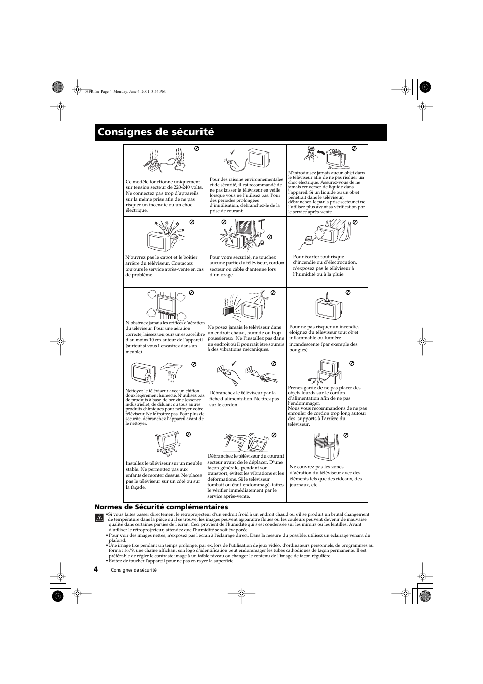 Consignes de sécurité | Sony KP-41PX1 User Manual | Page 66 / 224