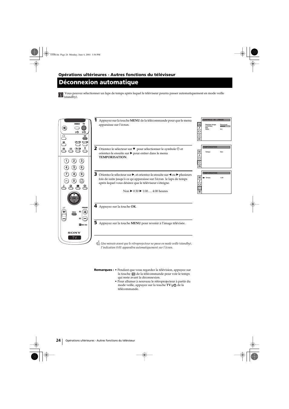 Déconnexion automatique | Sony KP-41PX1 User Manual | Page 86 / 224