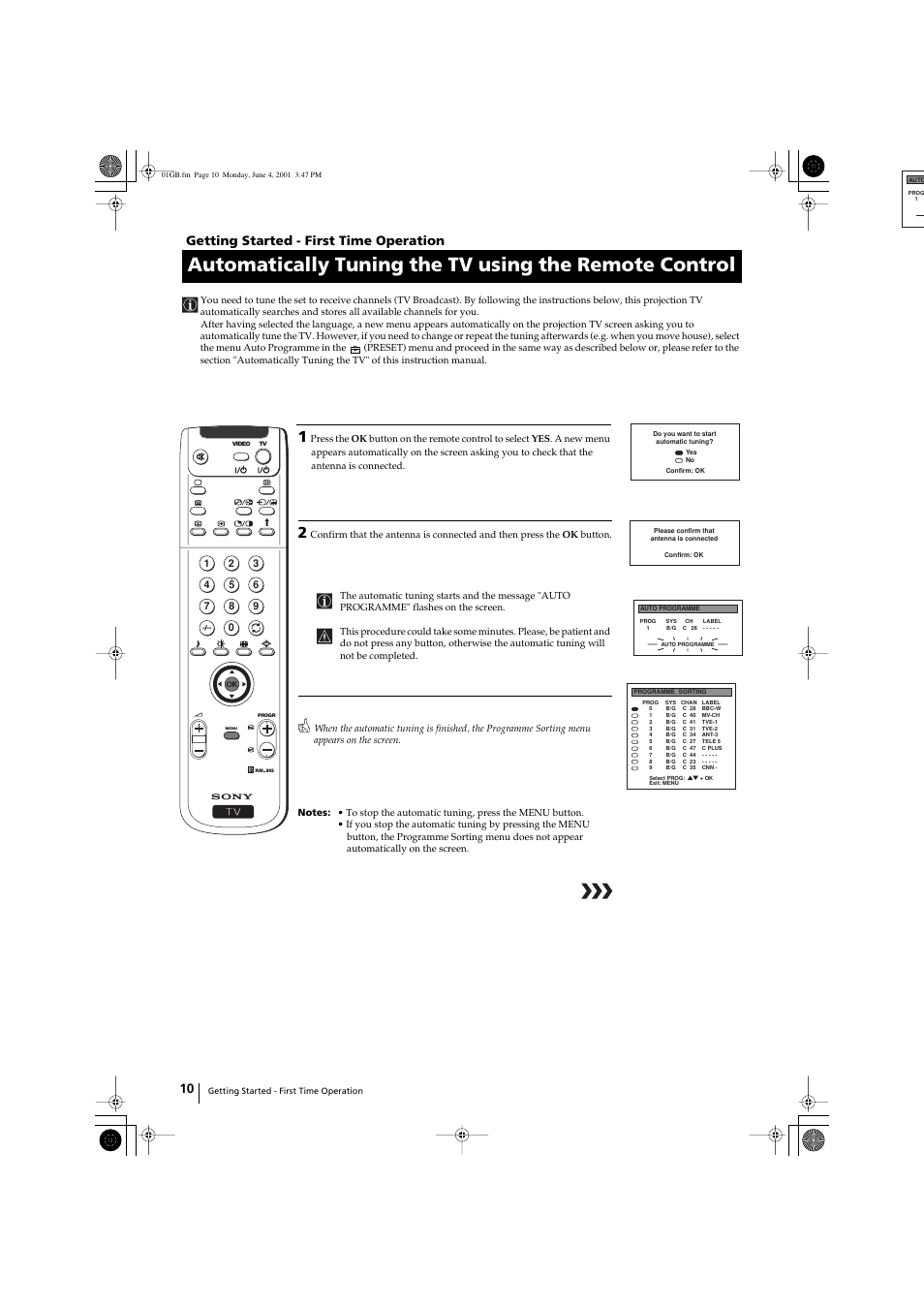 Getting started - first time operation | Sony KP-41PX1 User Manual | Page 9 / 224