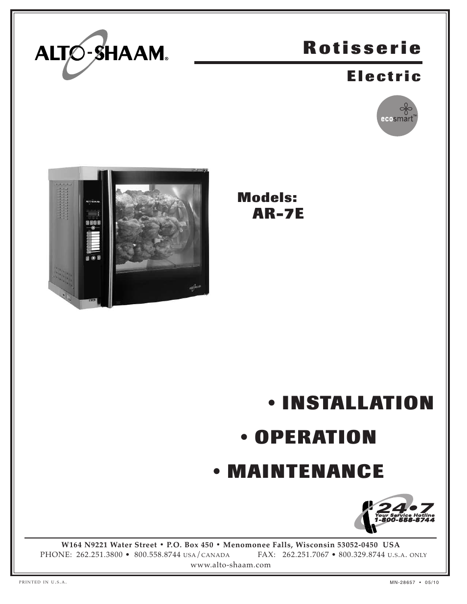 Alto-Shaam AR-7E User Manual | 37 pages