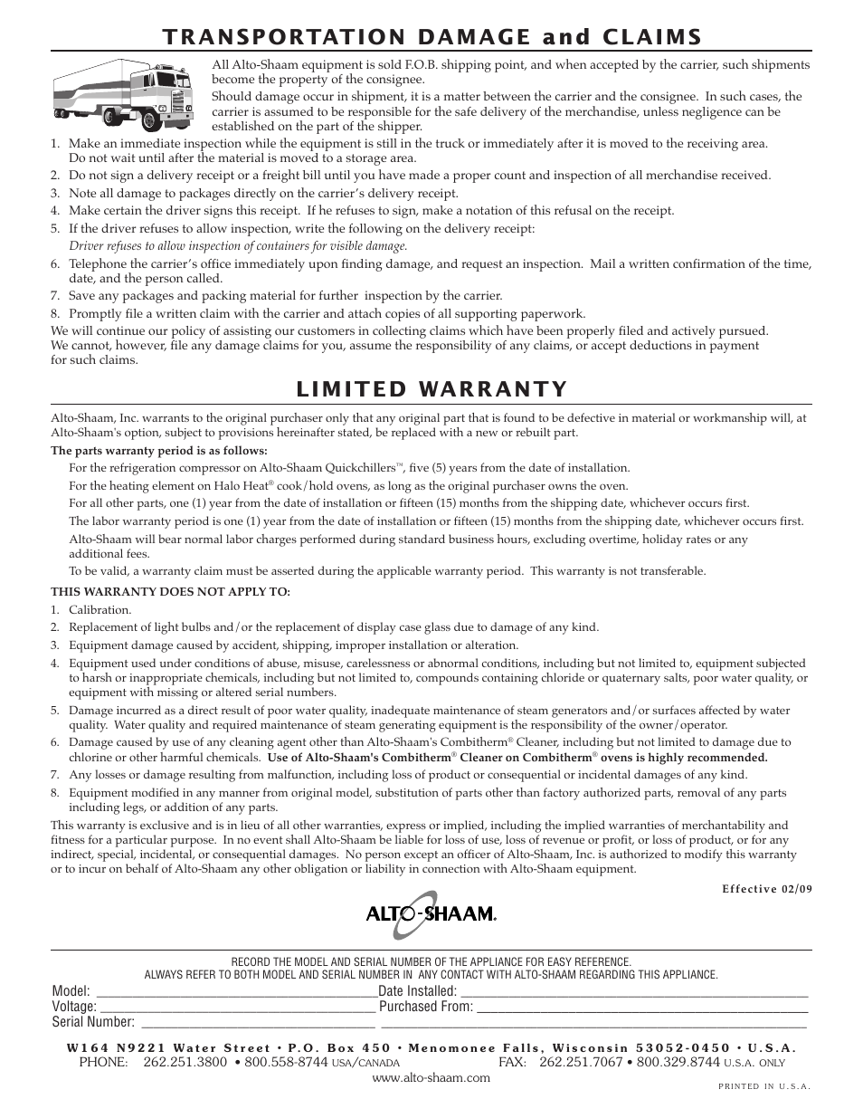 Alto-Shaam AR-7E User Manual | Page 37 / 37