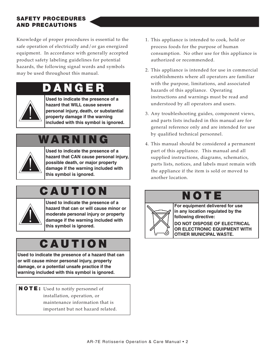 N o t e | Alto-Shaam AR-7E User Manual | Page 4 / 37