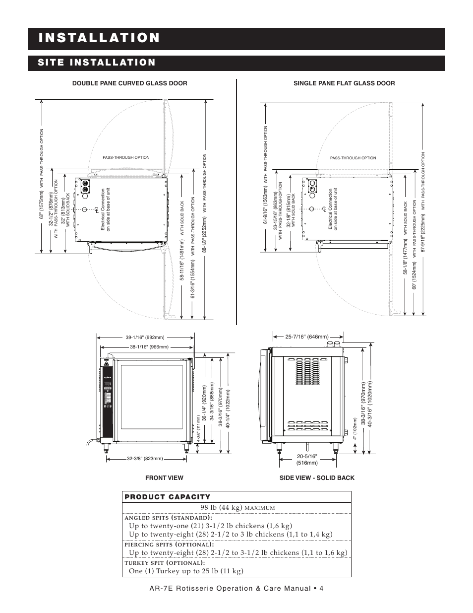 I n s ta l l at i o n | Alto-Shaam AR-7E User Manual | Page 6 / 37