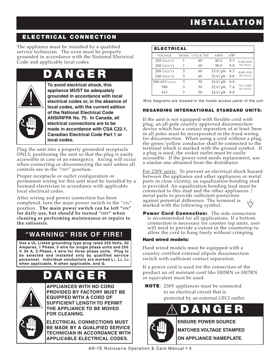 I n s ta l l at i o n | Alto-Shaam AR-7E User Manual | Page 7 / 37