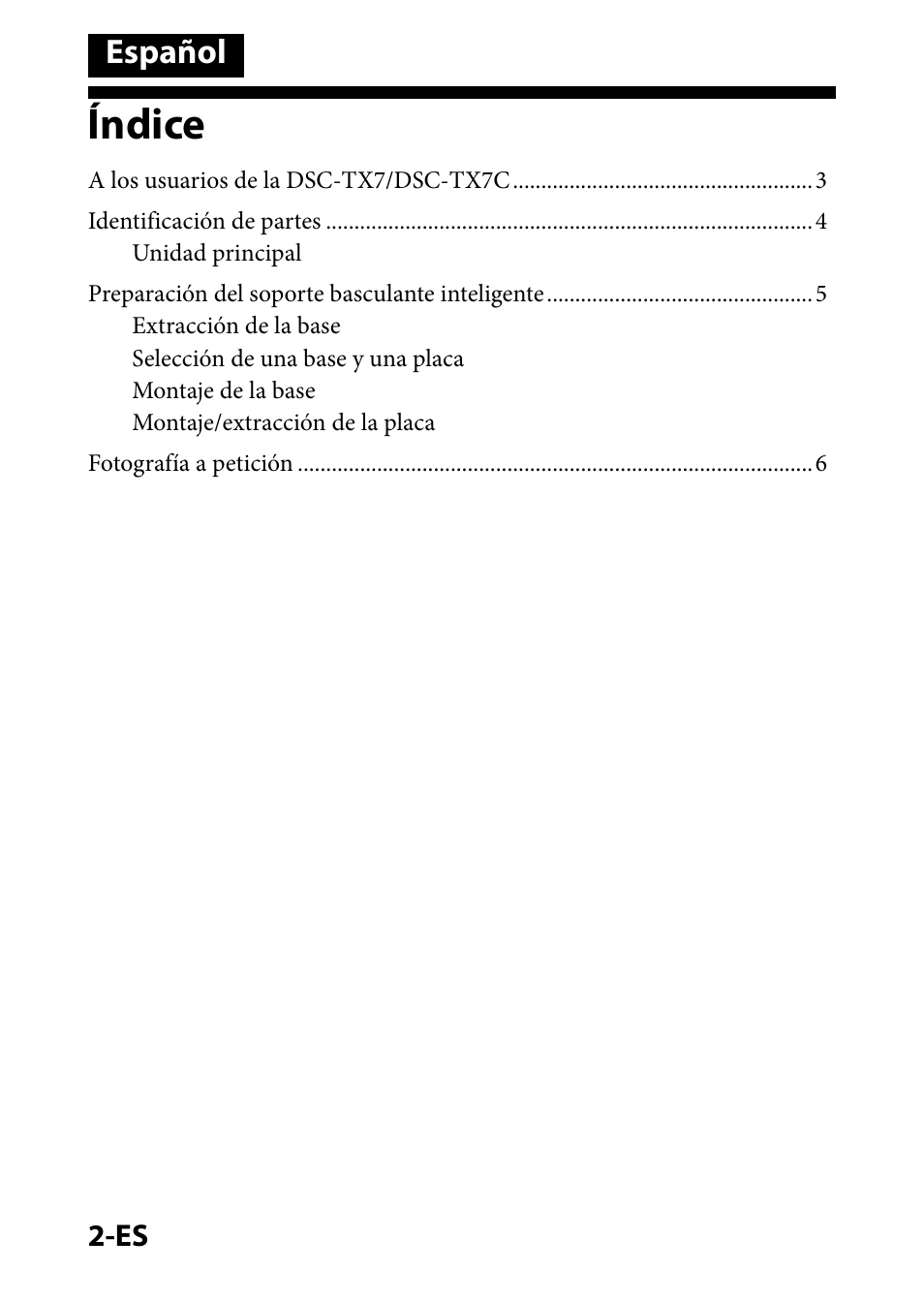 Español, Índice | Sony IPT-DS1 User Manual | Page 22 / 73