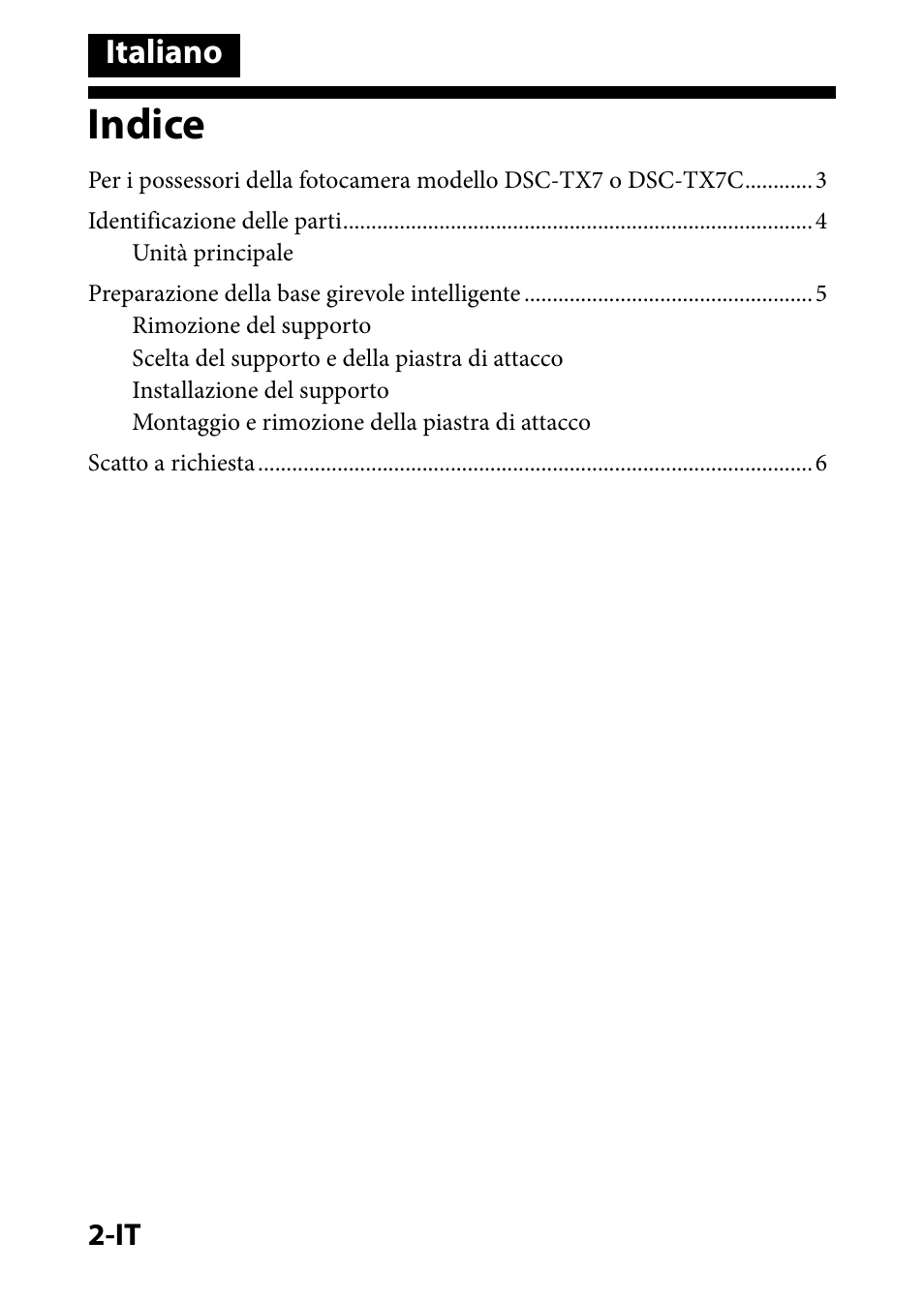 Italiano, Indice | Sony IPT-DS1 User Manual | Page 37 / 73