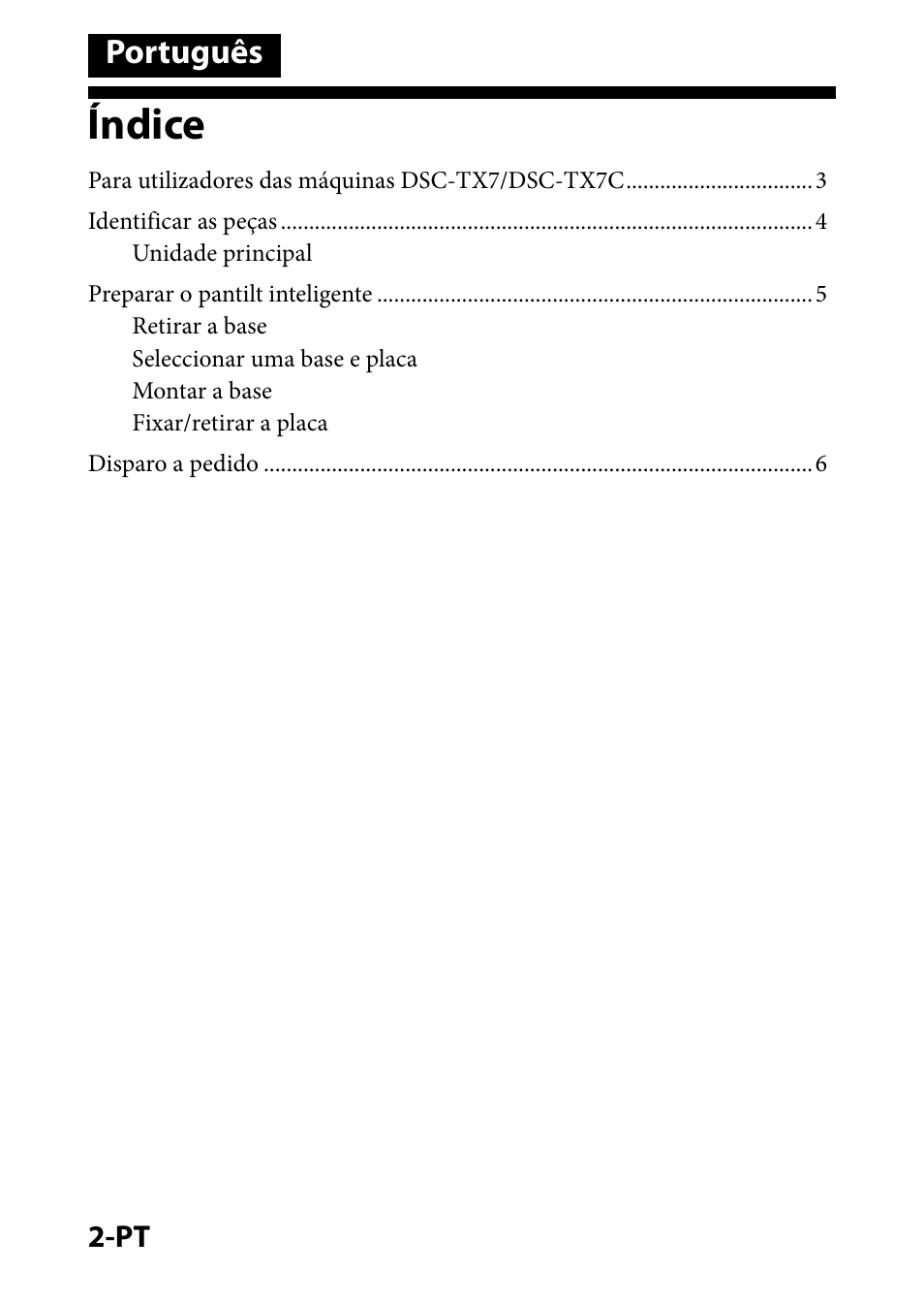 Português, Índice | Sony IPT-DS1 User Manual | Page 42 / 73