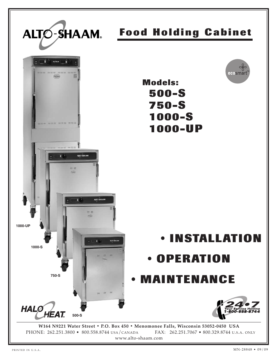 Alto-Shaam Food Holding Cabinet 1000-UP User Manual | 48 pages
