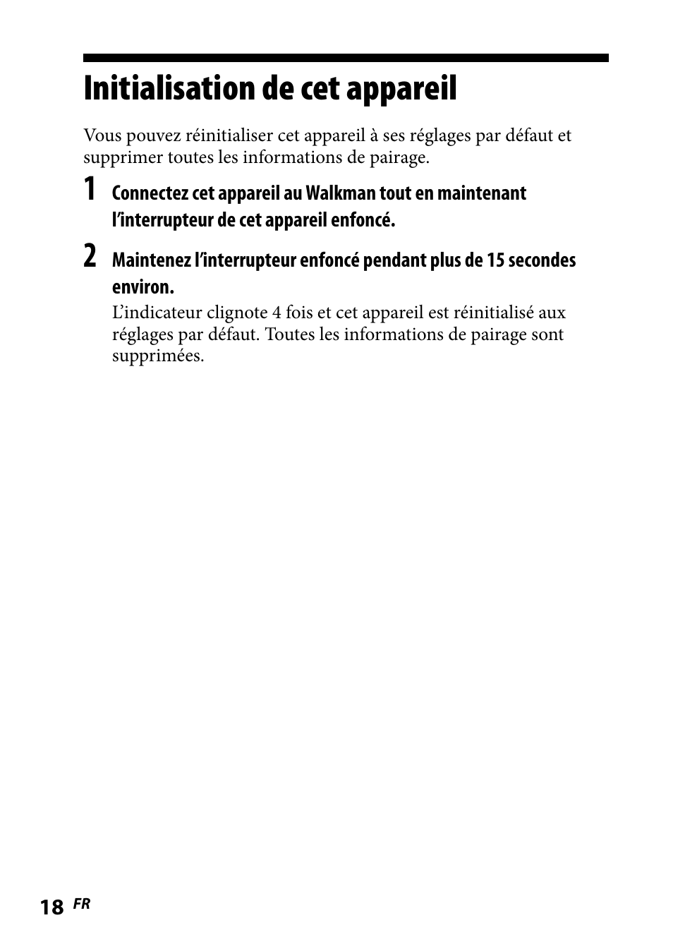 Initialisation de cet appareil | Sony WLA-NWB1 User Manual | Page 36 / 91