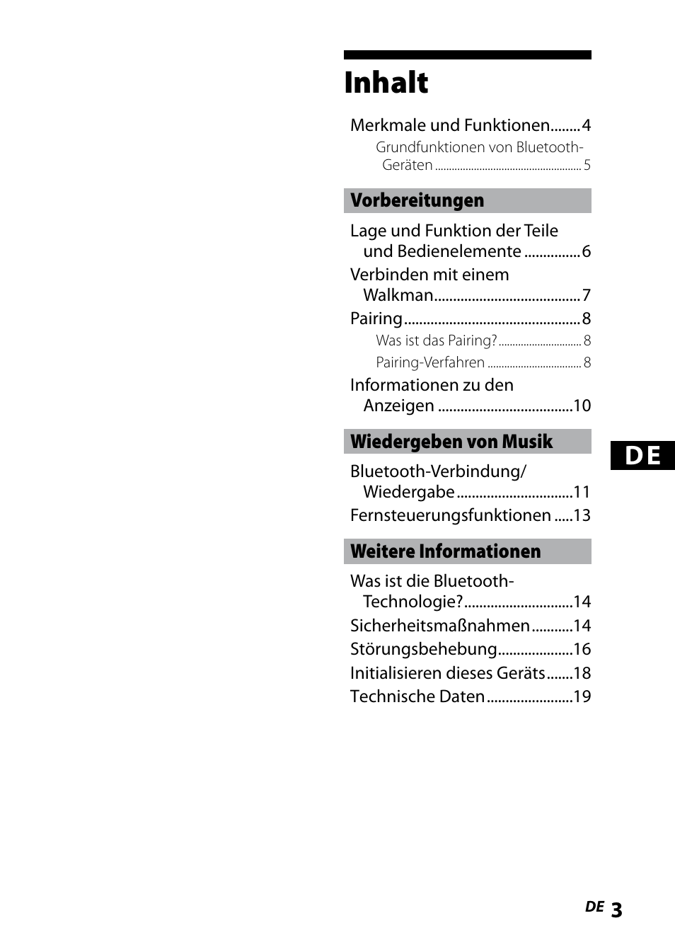 Inhalt | Sony WLA-NWB1 User Manual | Page 39 / 91