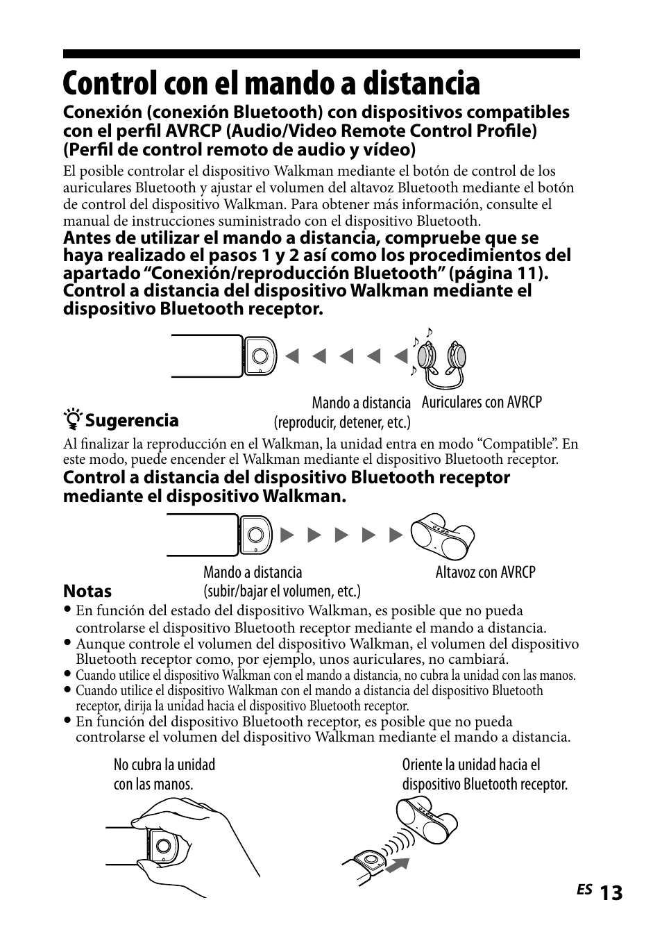 Control con el mando a distancia | Sony WLA-NWB1 User Manual | Page 67 / 91