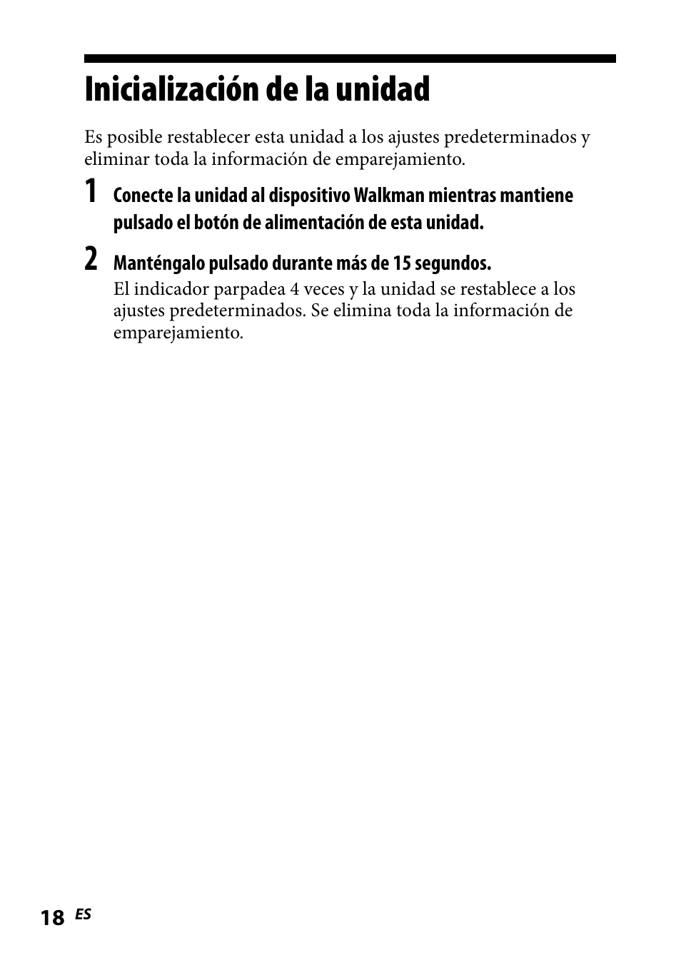 Inicialización de la unidad | Sony WLA-NWB1 User Manual | Page 72 / 91