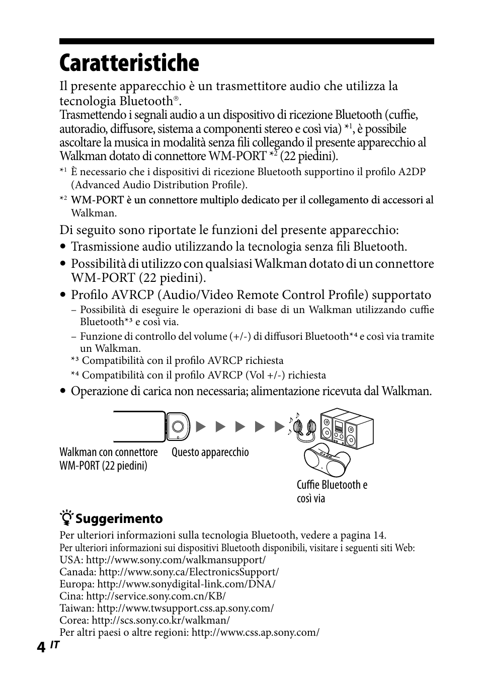 Caratteristiche | Sony WLA-NWB1 User Manual | Page 76 / 91