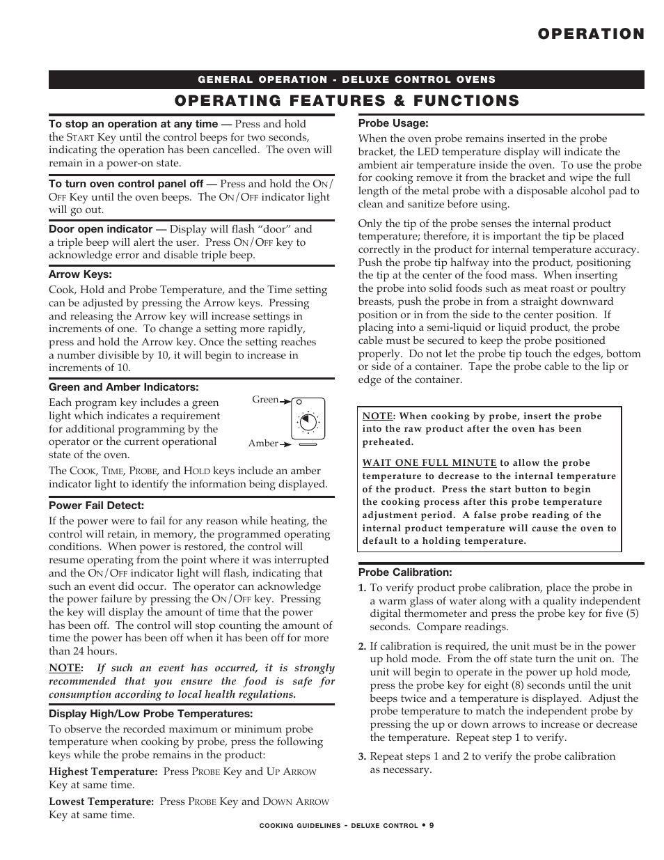 Operation, Operating features & functions | Alto-Shaam MN-29492 User Manual | Page 11 / 53