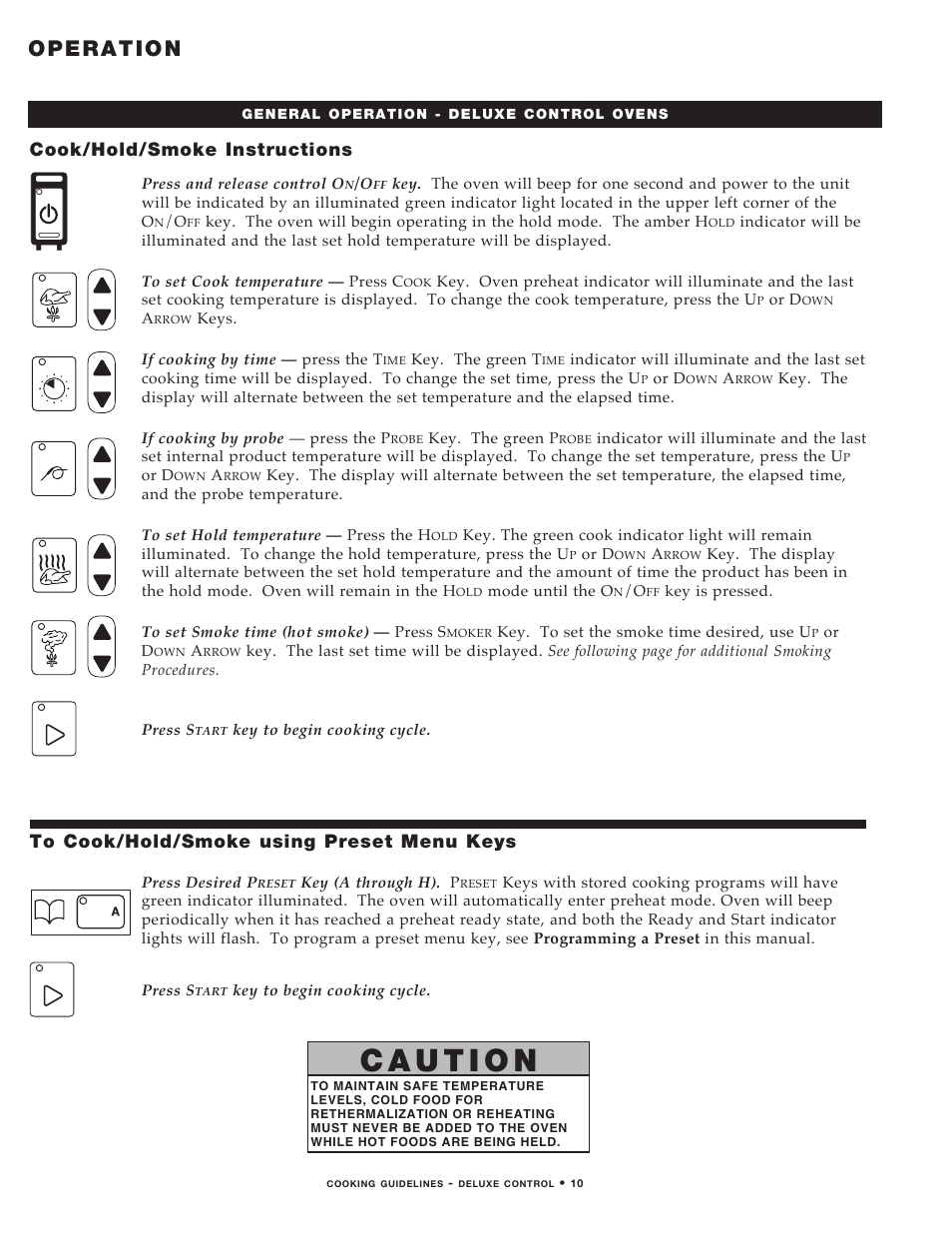 Operation, Cook/hold/smoke instructions | Alto-Shaam MN-29492 User Manual | Page 12 / 53