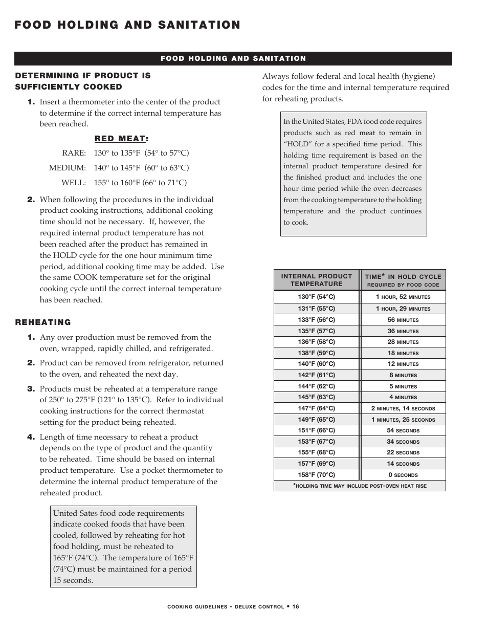 Food holding and sanitation | Alto-Shaam MN-29492 User Manual | Page 18 / 53