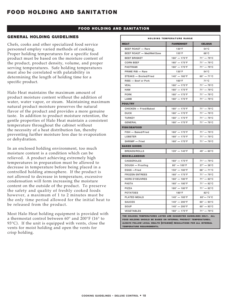 Food holding and sanitation | Alto-Shaam MN-29492 User Manual | Page 20 / 53