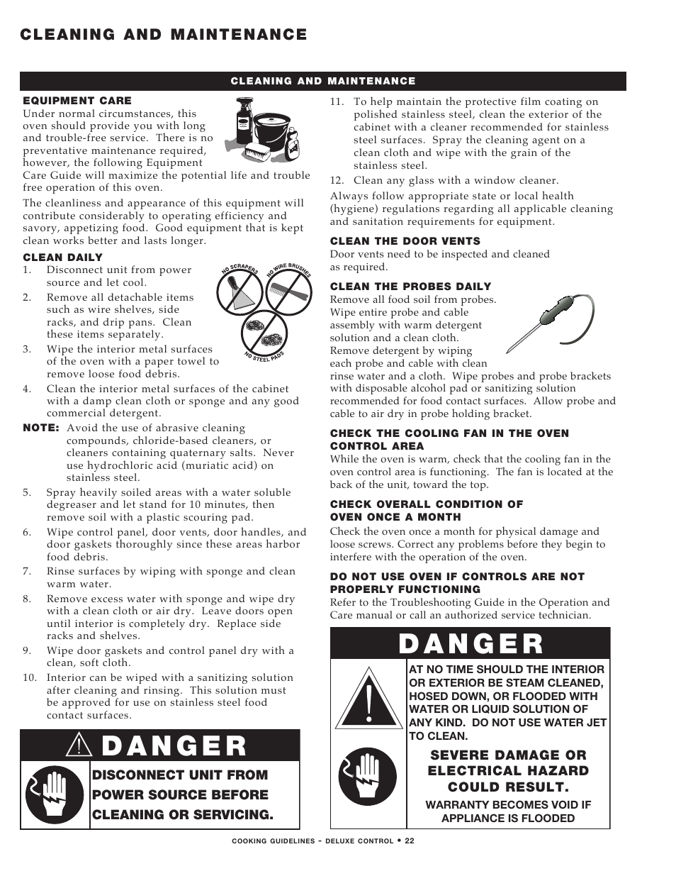 Cleaning and maintenance, Severe damage or electrical hazard could result | Alto-Shaam MN-29492 User Manual | Page 24 / 53