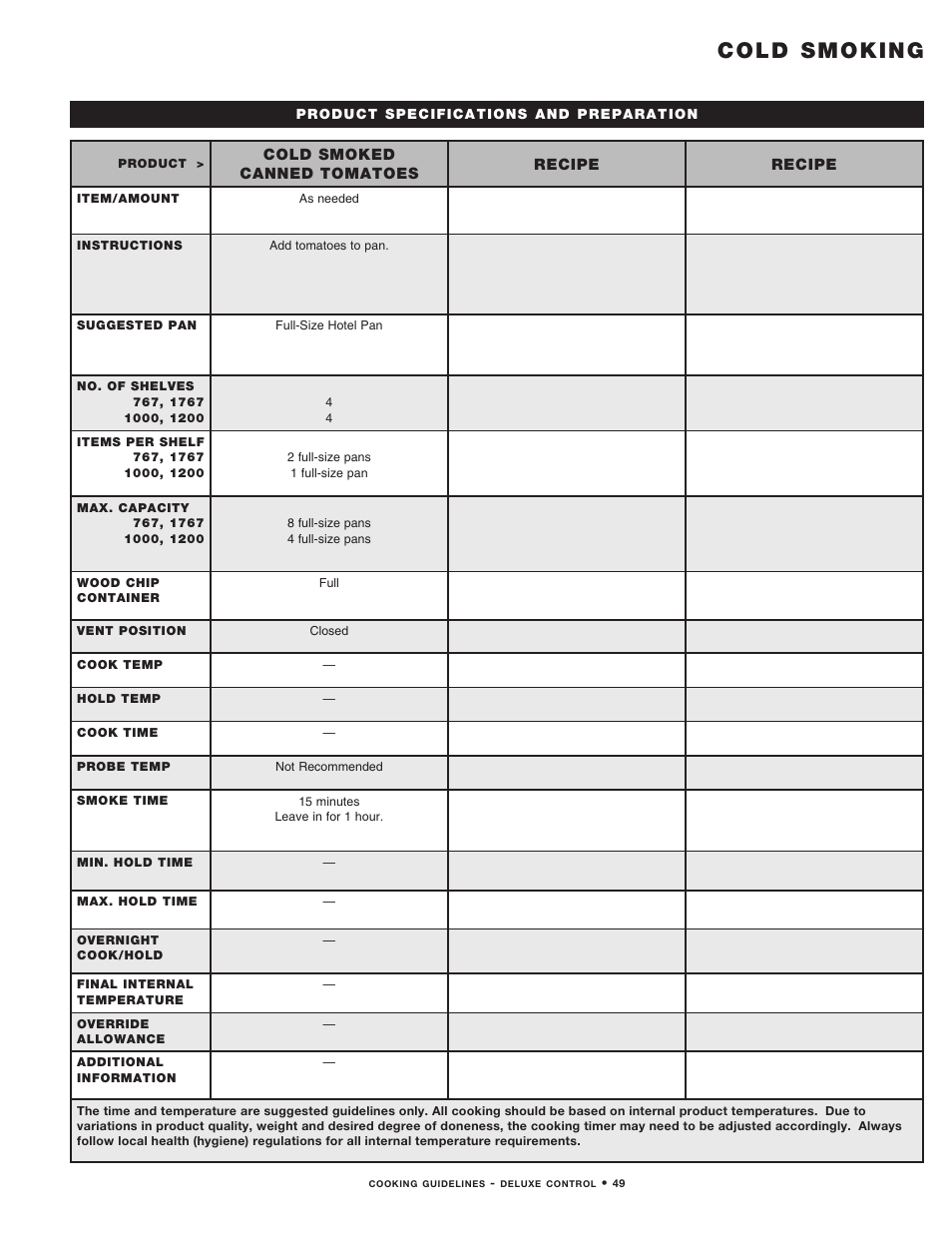 Cold smoking | Alto-Shaam MN-29492 User Manual | Page 51 / 53