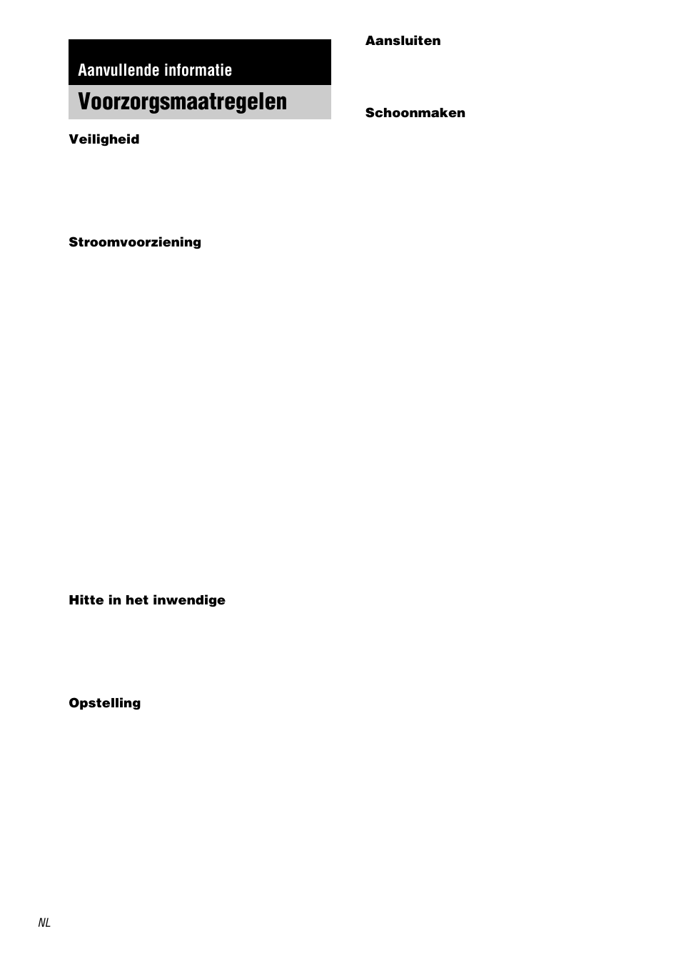 Aanvullende informatie, Voorzorgsmaatregelen | Sony STR-DA1000ES User Manual | Page 110 / 180