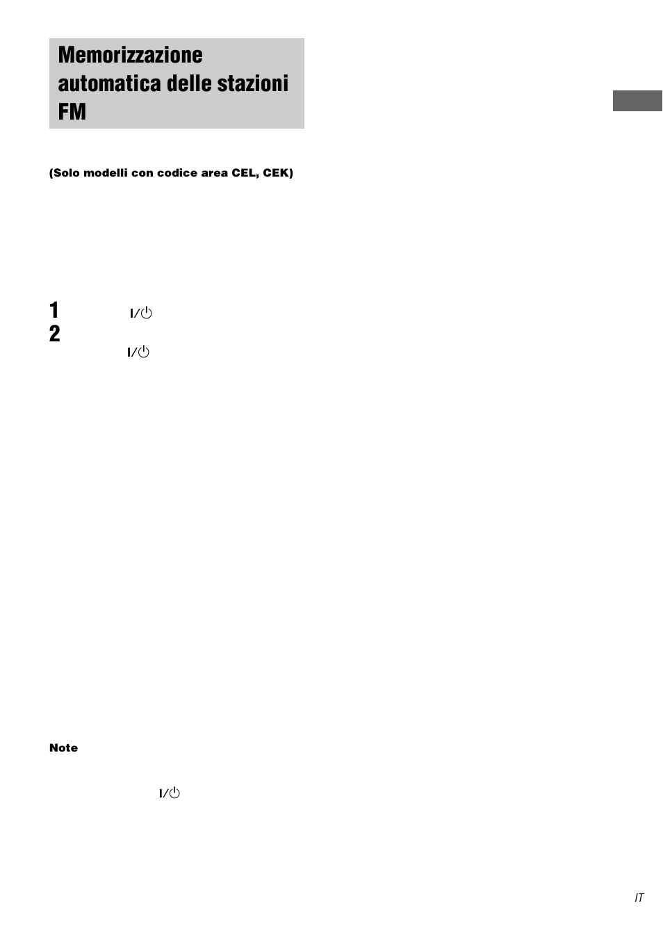 Memorizzazione automatica delle stazioni fm, Autobetical, Solo modelli con codice area cel, cek) | Memorizzazione automatica delle stazioni | Sony STR-DA1000ES User Manual | Page 147 / 180