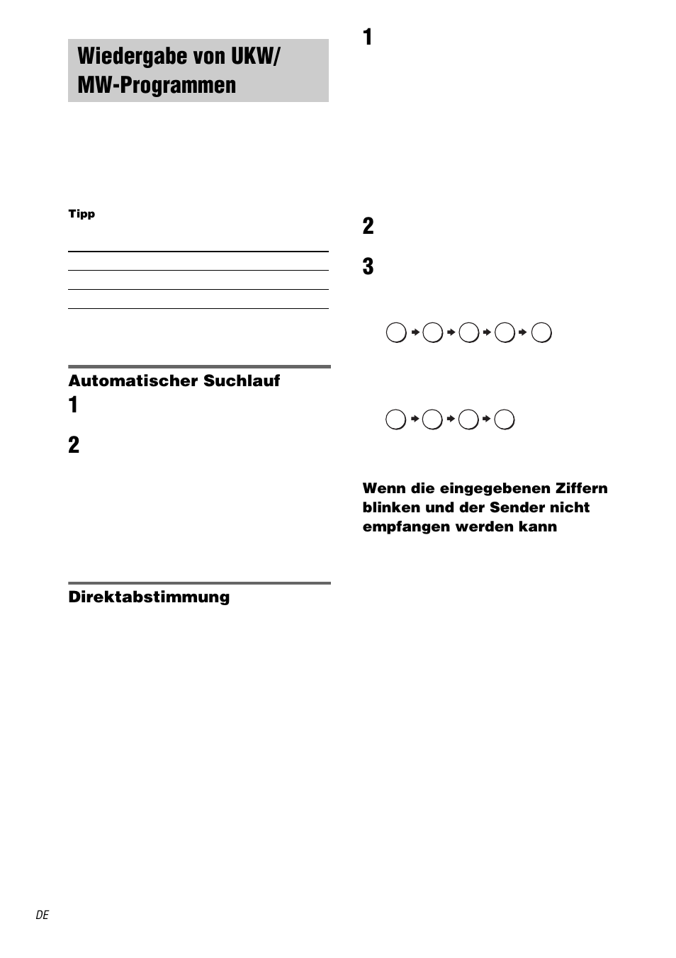 Wiedergabe von ukw/ mw-programmen, Wiedergabe von ukw/mw, Programmen | Sony STR-DA1000ES User Manual | Page 26 / 180