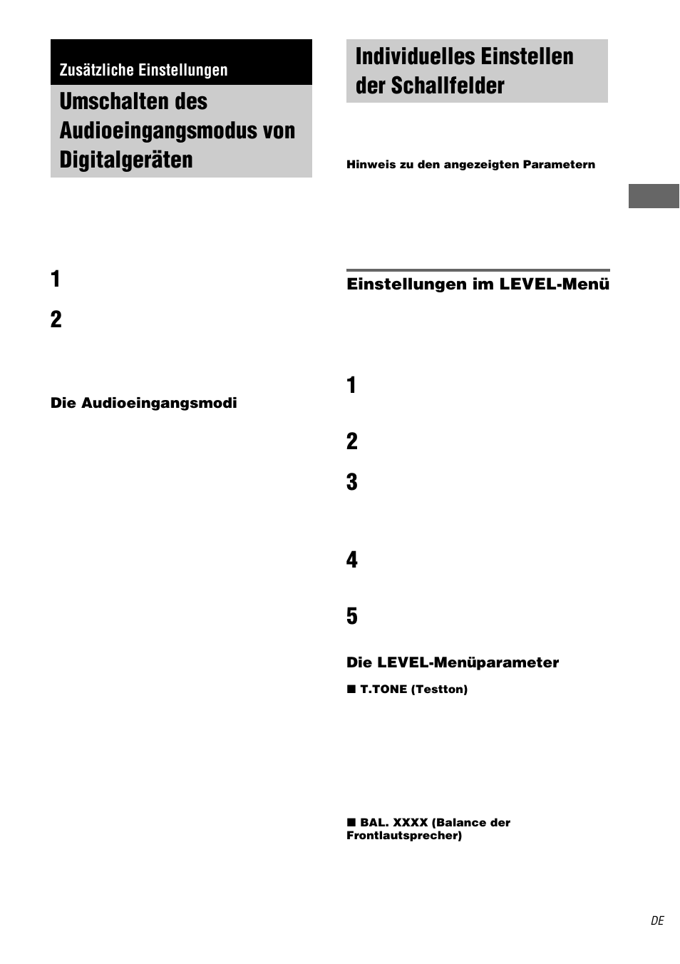 Zusätzliche einstellungen, Input mode, Individuelles einstellen der schallfelder | Individuelles einstellen der, Schallfelder, Menü siehe seite 37, Seite 37) | Sony STR-DA1000ES User Manual | Page 37 / 180