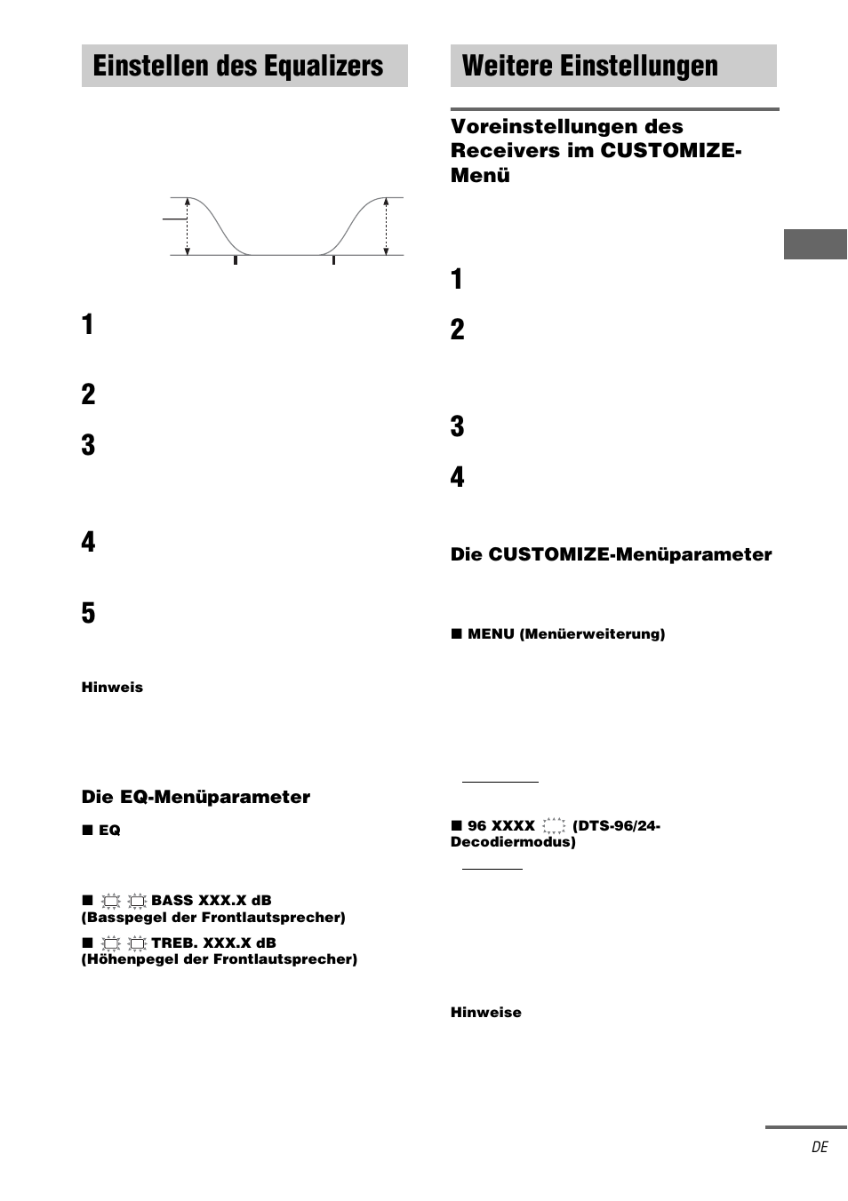 Einstellen des equalizers, Weitere einstellungen, Einstellen des equalizers weitere einstellungen | Seite 39). wählen sie dann | Sony STR-DA1000ES User Manual | Page 39 / 180