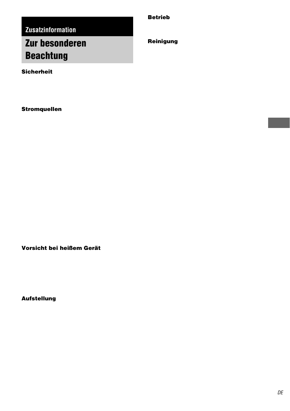 Zusatzinformation, Zur besonderen beachtung | Sony STR-DA1000ES User Manual | Page 49 / 180