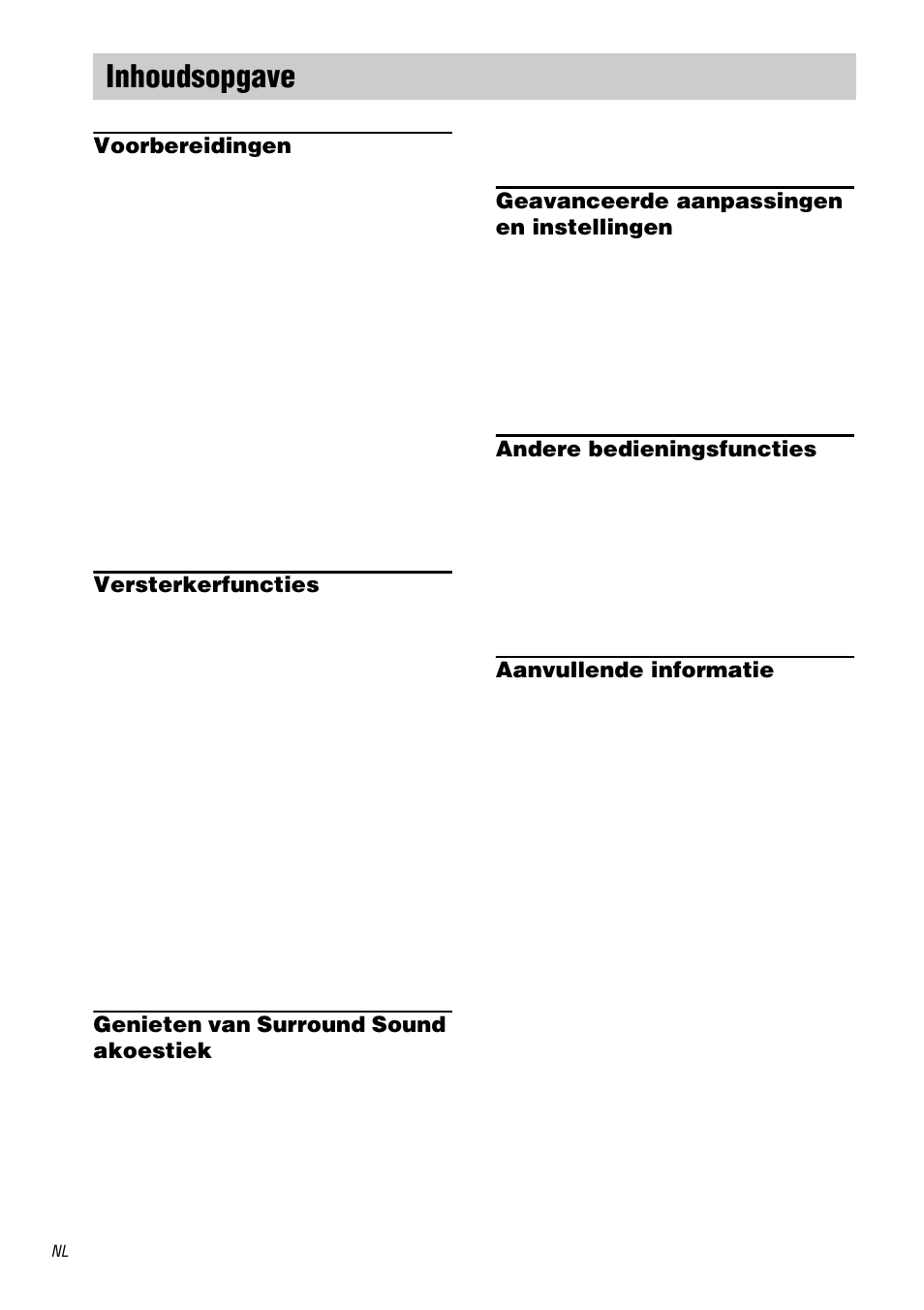 Inhoudsopgave | Sony STR-DA1000ES User Manual | Page 62 / 180