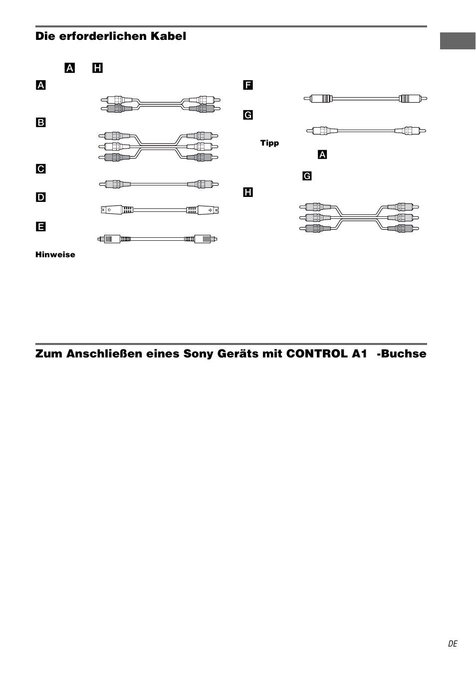 Die erforderlichen kabel | Sony STR-DA1000ES User Manual | Page 7 / 180