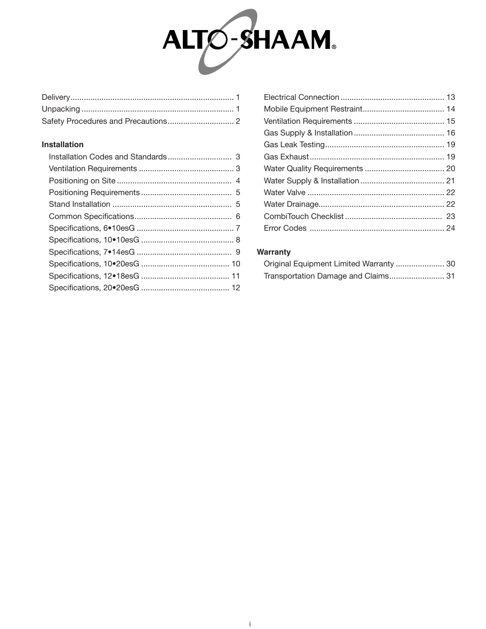 Alto-Shaam COMPITHERM 2020ESG User Manual | Page 2 / 33