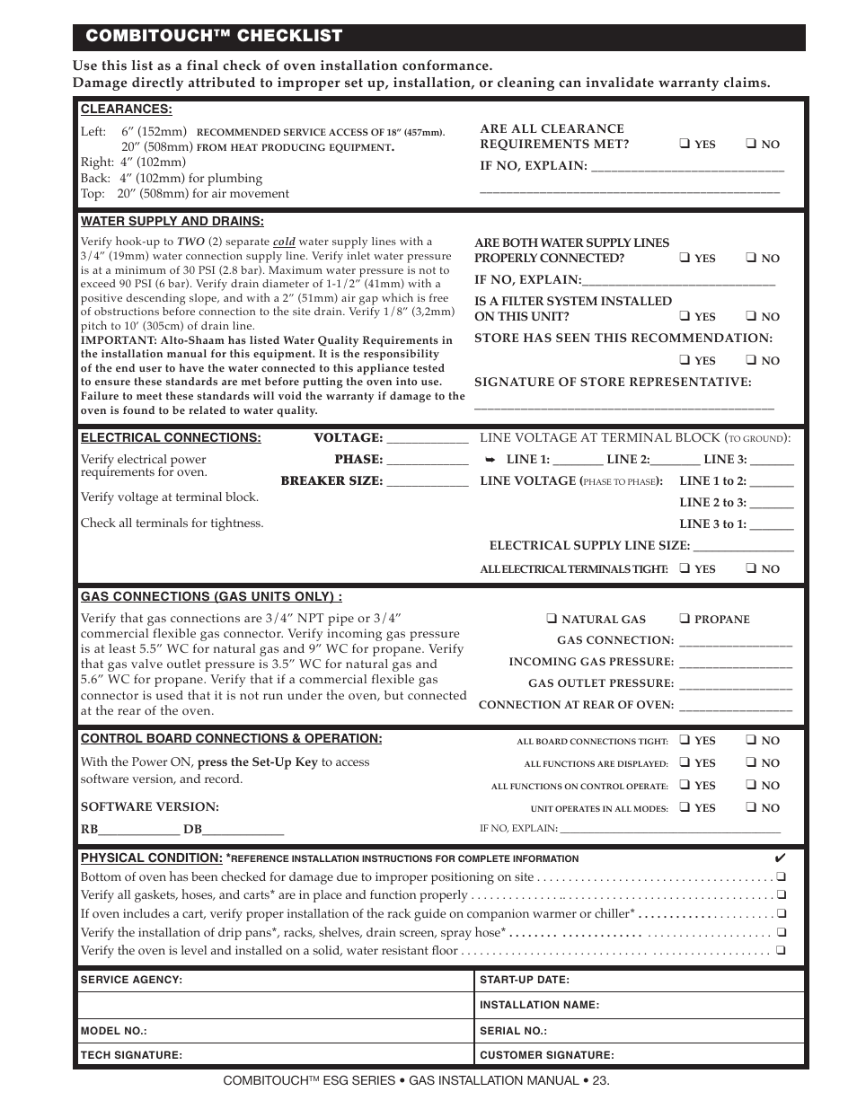 Combitouch™ checklist | Alto-Shaam COMPITHERM 2020ESG User Manual | Page 25 / 33
