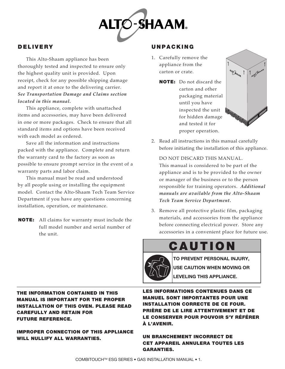 Alto-Shaam COMPITHERM 2020ESG User Manual | Page 3 / 33