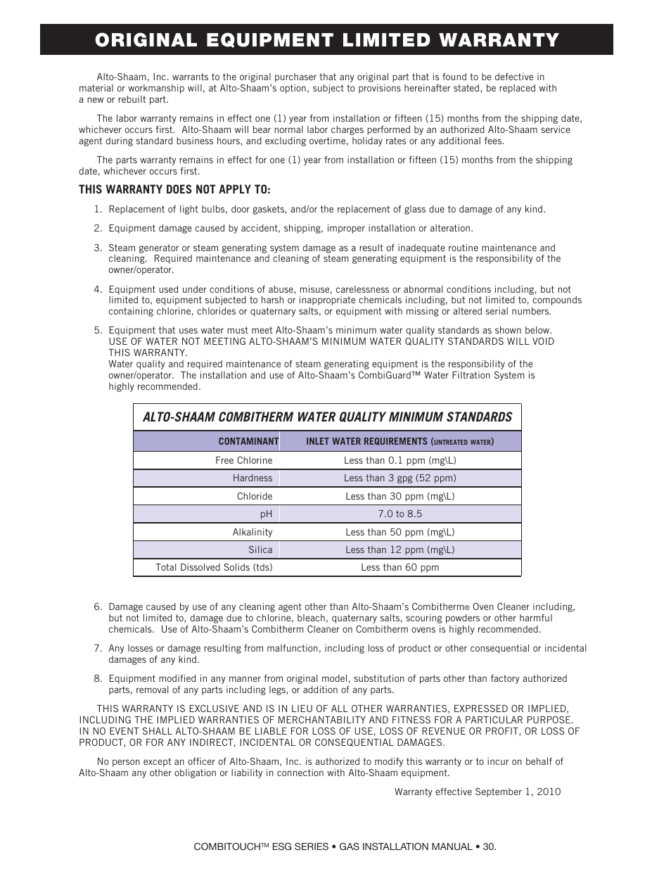 Original equipment limited warranty | Alto-Shaam COMPITHERM 2020ESG User Manual | Page 32 / 33