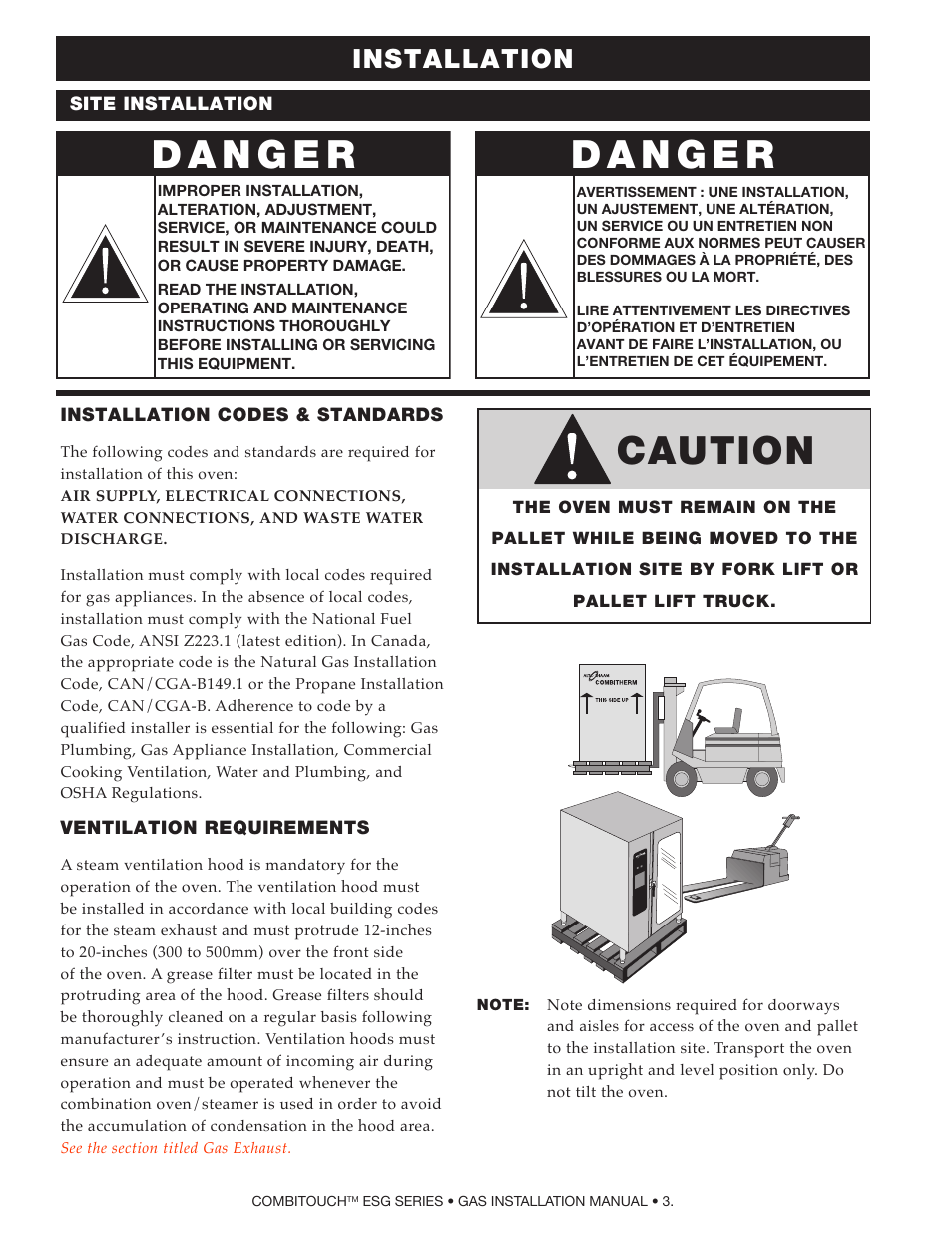 Caution, Installation | Alto-Shaam COMPITHERM 2020ESG User Manual | Page 5 / 33