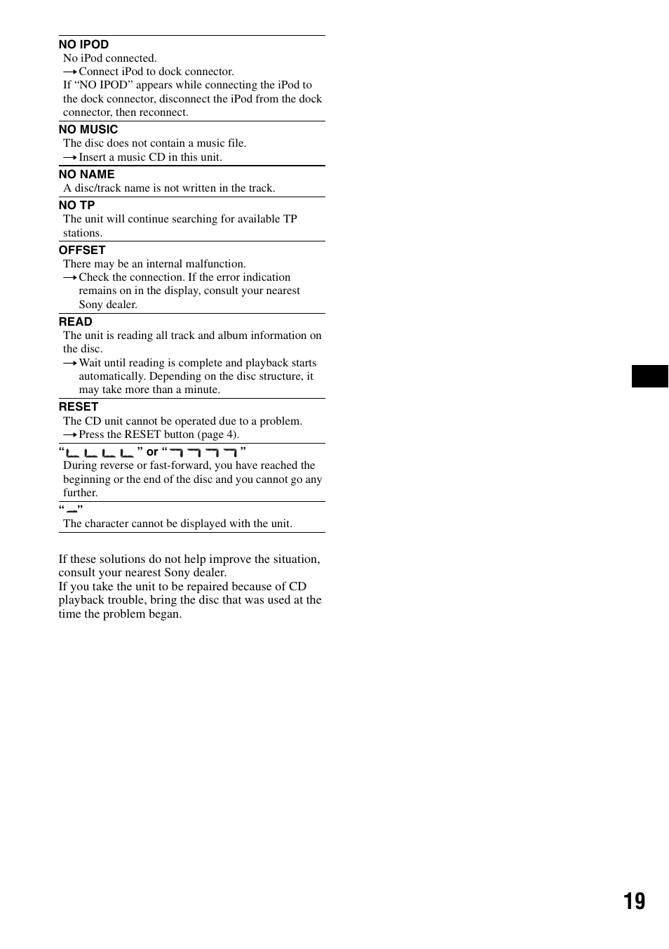 Sony CDX-GT44IP User Manual | Page 19 / 100