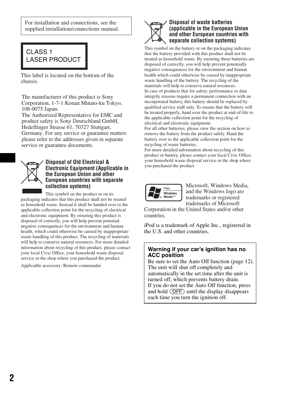 Sony CDX-GT44IP User Manual | Page 2 / 100