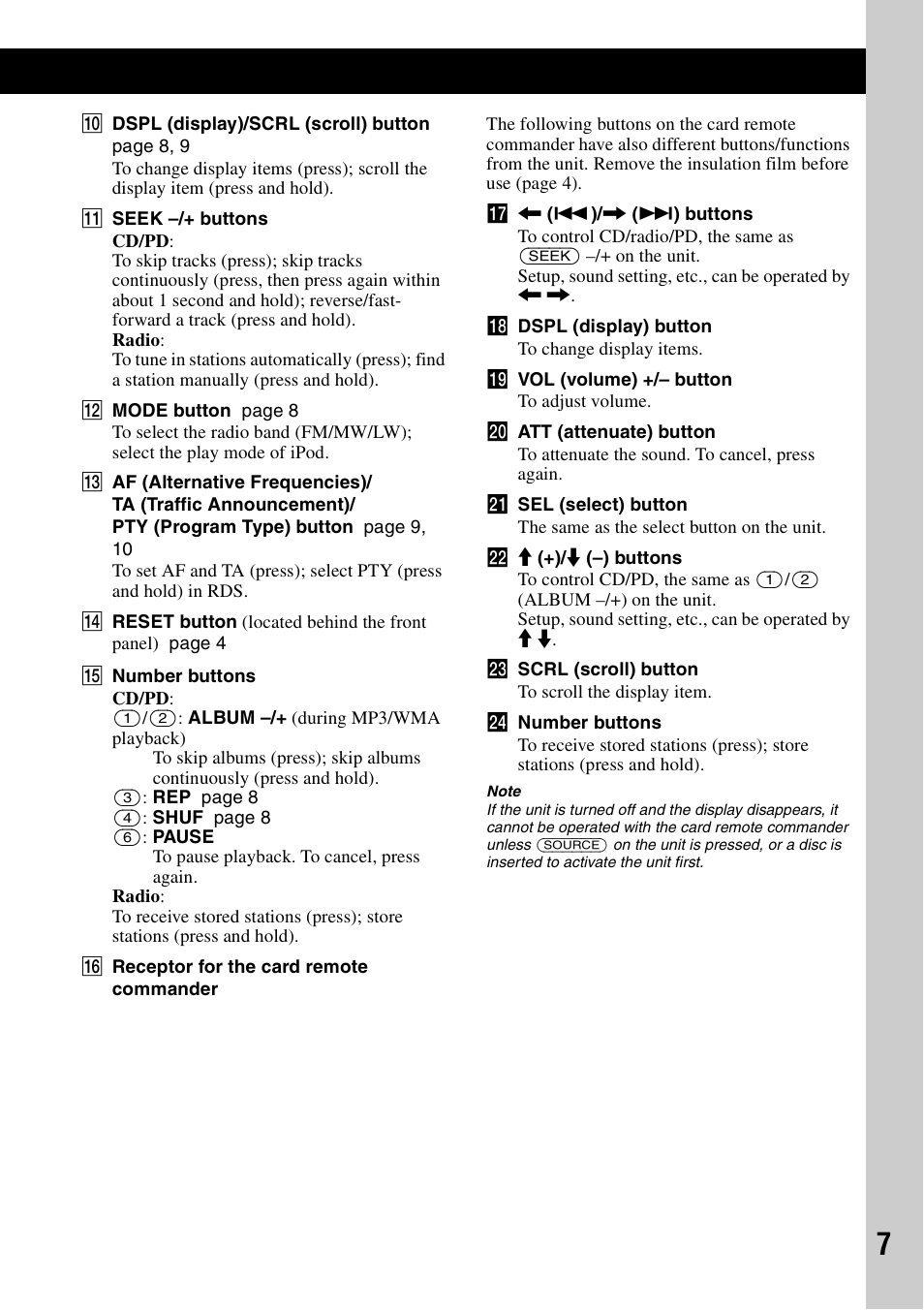 Sony CDX-GT44IP User Manual | Page 7 / 100