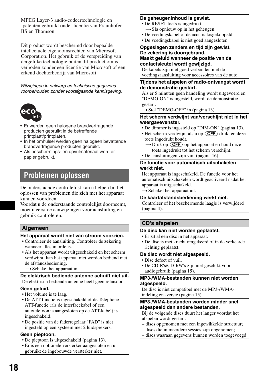 Problemen oplossen | Sony CDX-GT44IP User Manual | Page 96 / 100