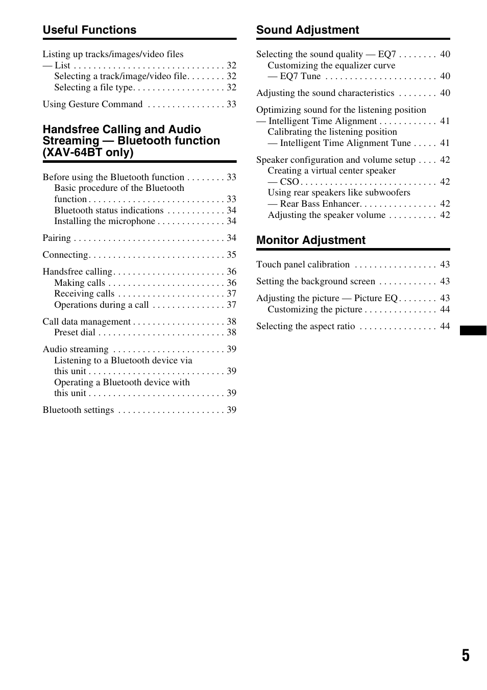 Sony XAV-63 User Manual | Page 5 / 208